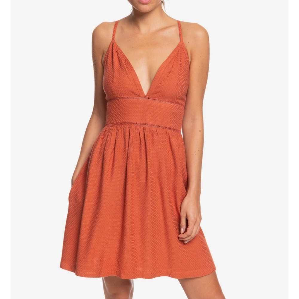 Roxy New Silver Light Dress Rusty Orange L